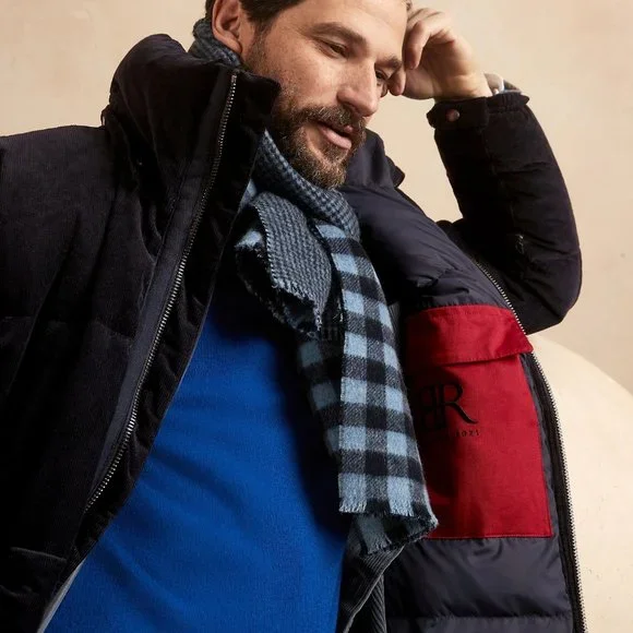 Banana Republic Corduroy Puffer Coat size XXL Navy - Picture 4 of 6